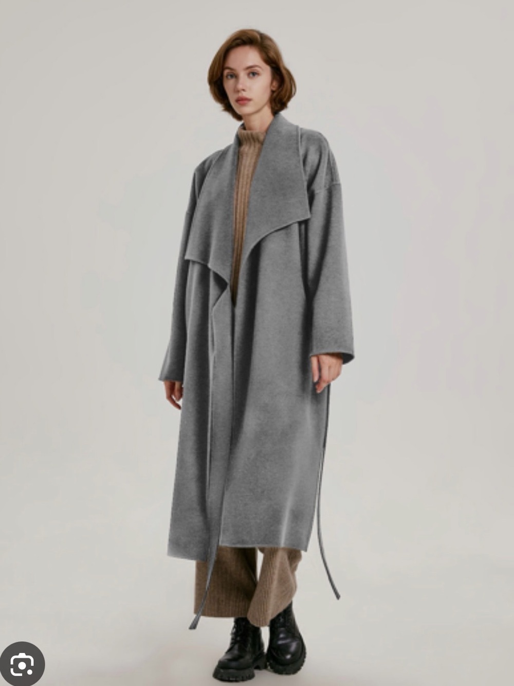 Long Belted Wool Cashmere Wrap
Coat